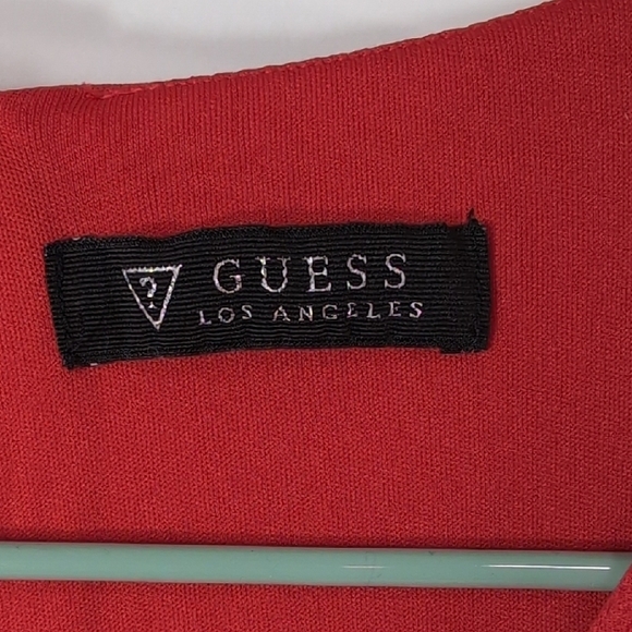 Guess | Red Sleeveless V-Neck Tie Front Mini Bodycon Dress Size L - Picture 7 of 8